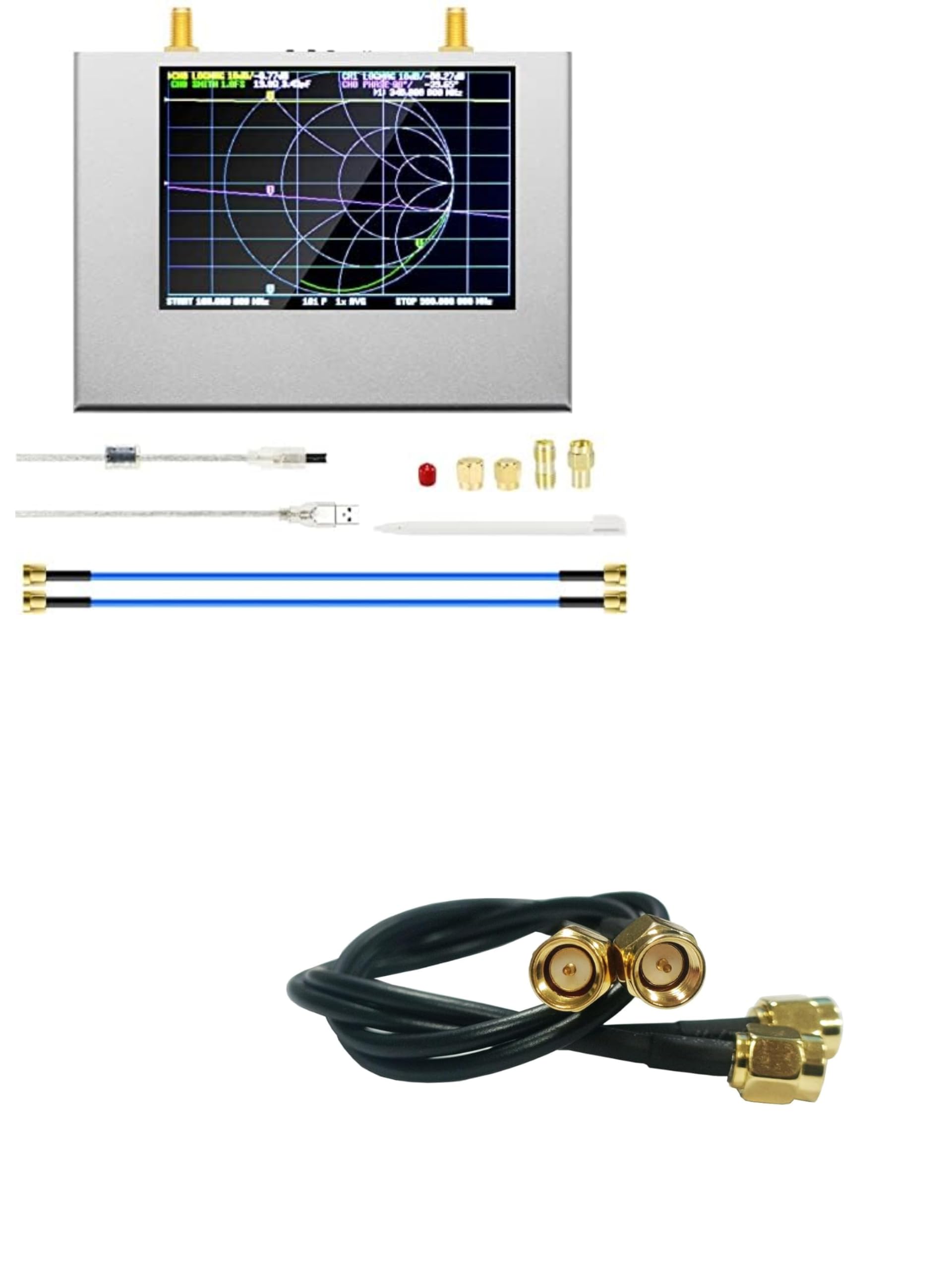 Upgraded AURSINC NanoVNA V2 PLUS4 Vector Network Analyzer&2PCS SMA Male to Male Coax Cable