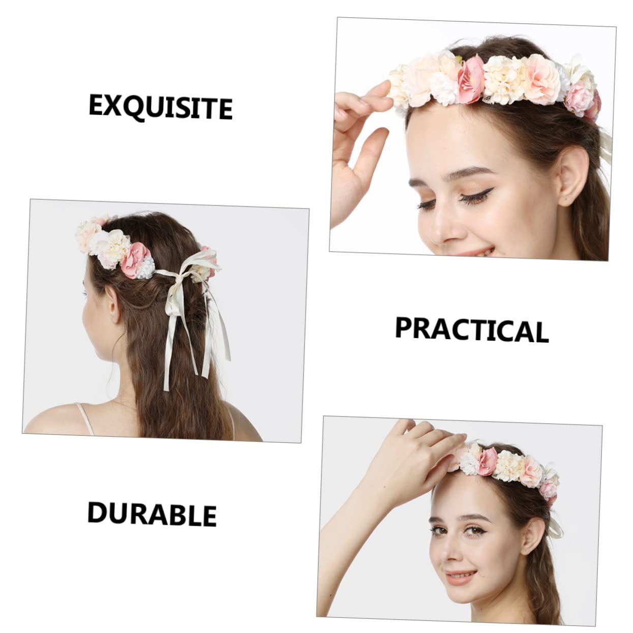 Beavorty 4piezas Diadema Floral Para Novia y Niñas Adornos De Cabello Artificiales Accesorio De Festival y Boda Diseño y Cómodo Para Fiesta y Celebraciones