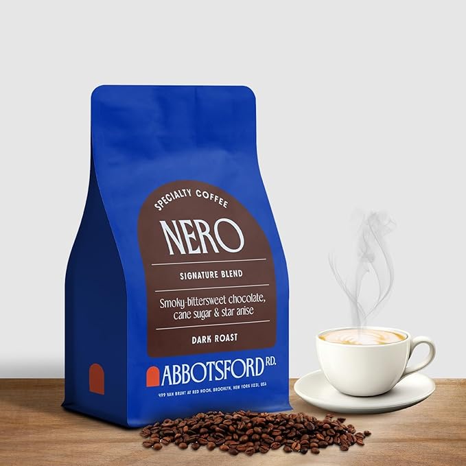 Nero Arabica Coffee Whole Bean, Smoky Bittersweet Chocolate, Cane Sugar, and Star Anise Dark Roast Coffee Beans, Specialty Coffee Beans 12 oz Bag, Freshly Roasted in Brooklyn, Kosher Certified