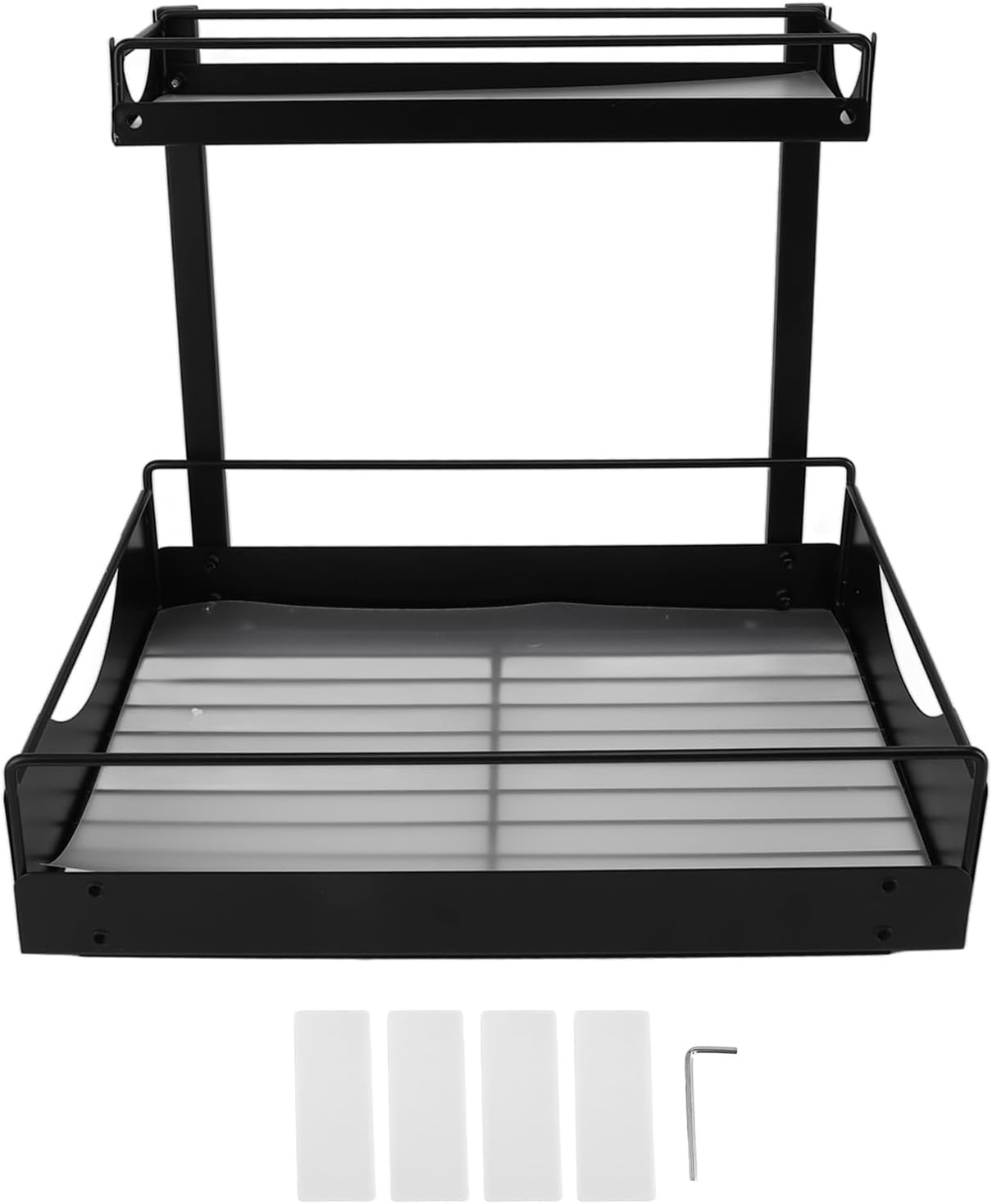 Under Sink - 2-Tier Slide Out Shelf Carbon Steel Storage for Kitchen Bathroom Laundry Cabinets - Space-Saving Cabinet