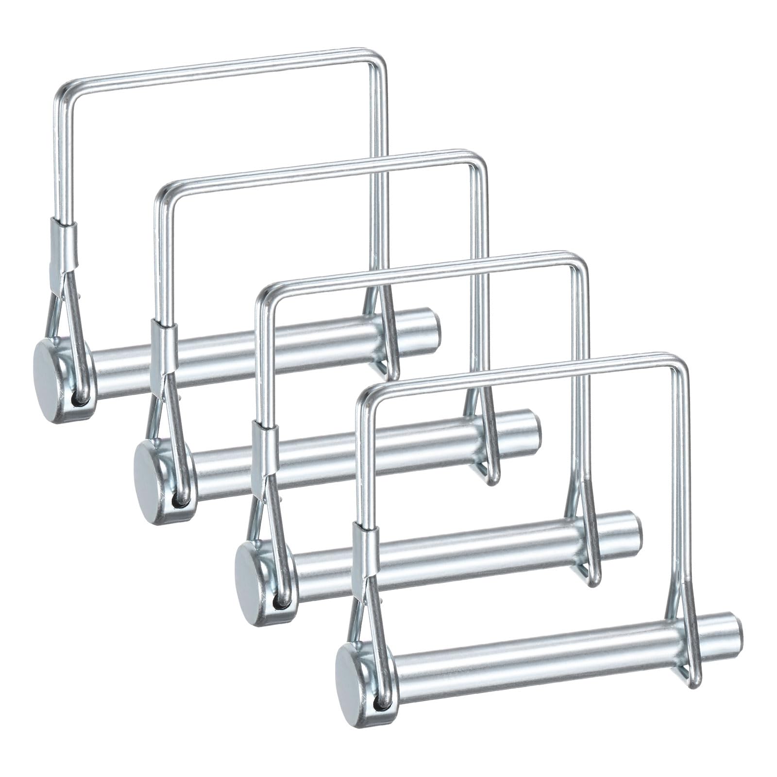 M METERXITY 4-Pack Trailer Coupler Pin, 8mm x 60mm(DxL) Carbon Steel Galvanized D Shape Trailer Coupler Pin, Wire Lock Pin for Farm Trailers/Lawn Mowers/Garden, Coupler PTO Shaft — image 1