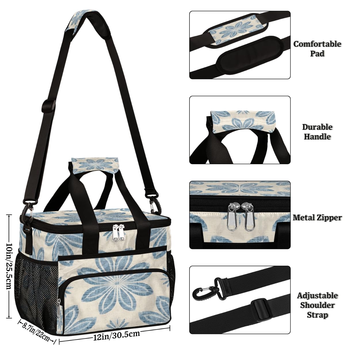 Abstract Flower Insulated Picnic Backpack Lunch Box for Women Men Picnic Basket Tote Lunch Bag Picnic Bag Portable Lunch Bags for Picnic, Beach, Work, Trip,Office, Camp Colorful Floral