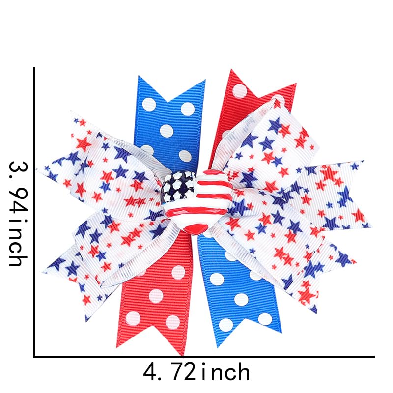 Patriotic Hair Bows for Girls American Flag Hair Clip for Independence Day Hair Accessories for Little Girls 4th of July Festive Hair Bows Barrettes for Long Short Hair, 2 Pcs - Image 2
