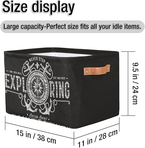 Miniatura 3 de TropicalLife Cestas de almacenamiento plegables, cubos organizadores de anclaje con doble asa, caja de almacenamiento para ropa, libros, cosméticos,