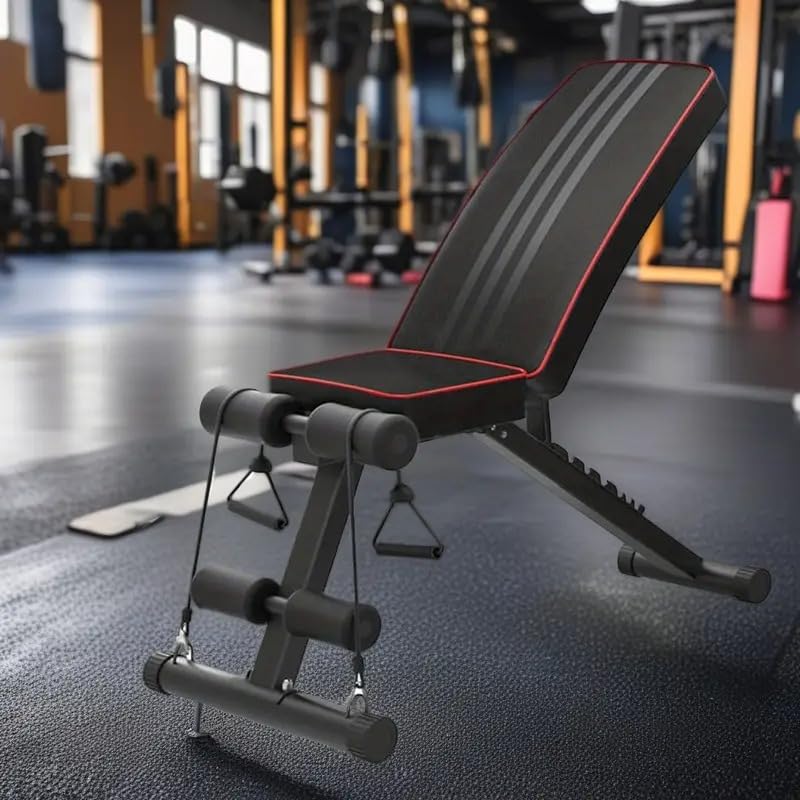 Image of Proton Foldable Adjustable Weight Bench for Full Body Workout - 7 Backrest Positions, Resistance Bands, 660 lbs / 300 KG Capacity, Home Gym Incline /Decline Bench for Strength Training & Sit-Ups