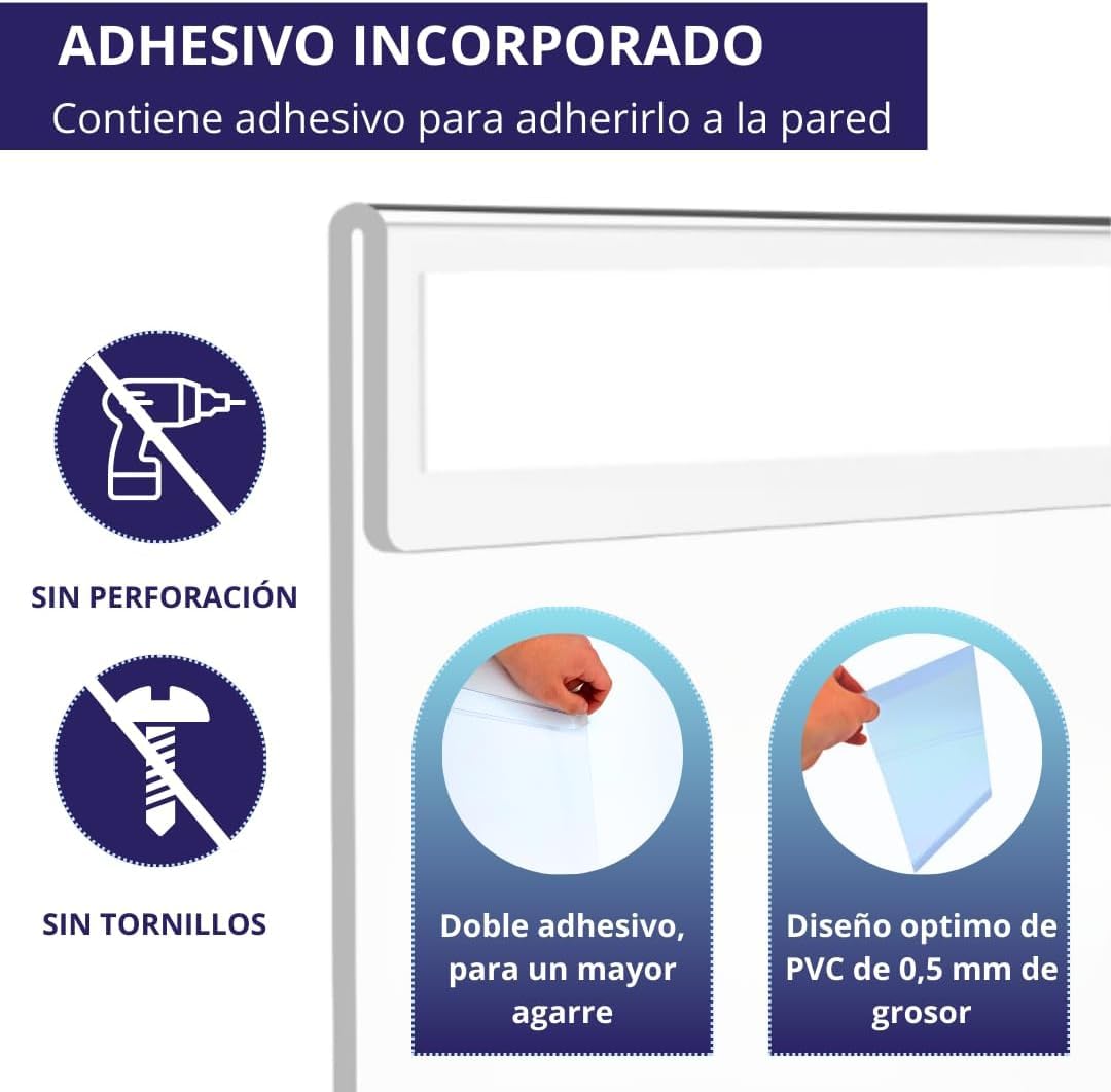 GOYAPRINT Soporte de Pared A4 Adhesivo para Carteles Expositor de Pared para Letreros de Tiendas Restaurantes Bares Locales Oficinas (Vertical)