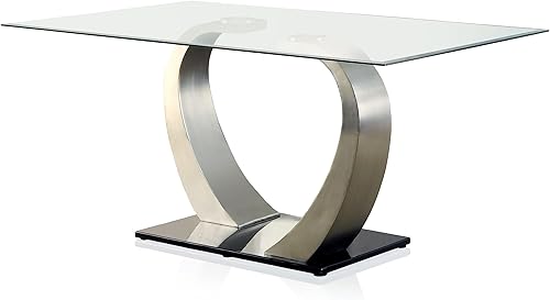 Furniture of America Mesa de comedor rectangular de cristal Alvados