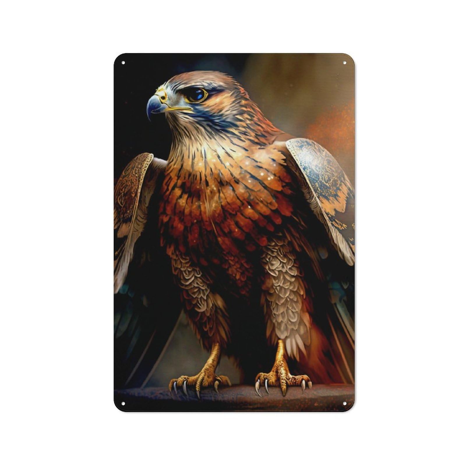 Junmoney Hawk Rustic Tin Wall Plaque 30X20cm For Café Or Restaurant, For Kitchen, Dining Room And Home Bar Wall Decor
