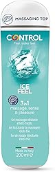Control Ice Feel - Gel de Masaje Corporal con Efecto Frío y Tapón Masajeador - 200 ml - Base acuosa - Compatible con preservativo - Hidratante - Hipoalergénico - Sin azúcar - No mancha