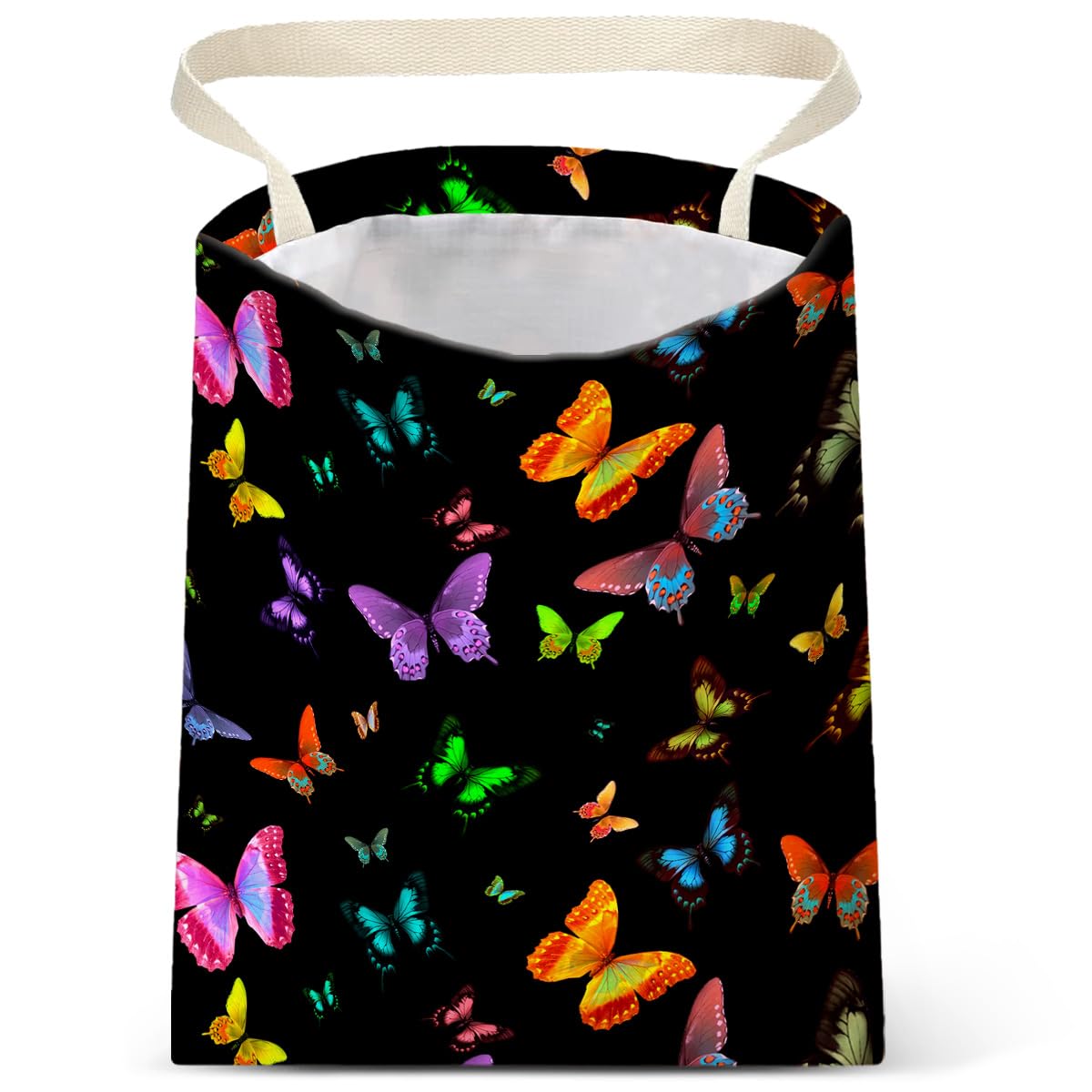 IRADA Car Trash Bag Hanging No Snap Small Garbage Bag for Car Back Seat Cute Printed One-Handed Strap Trash Bags Car Accessories-Butterfly Car Trash Bags