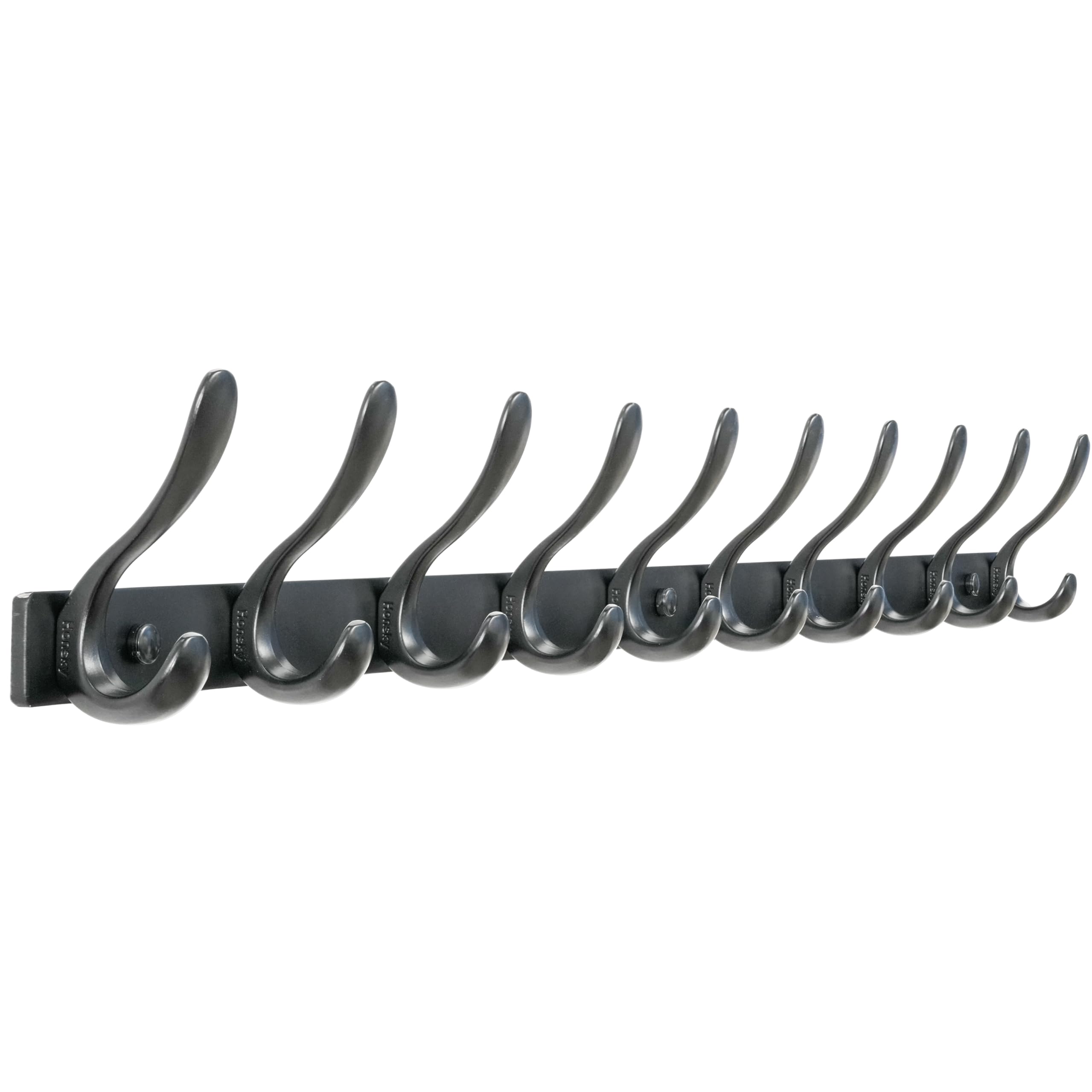 HONSKY Wall Mounted Coat Rack - 94cm Long Heavy Duty Metal 10 Double Hook, Sturdy & Space-Saving, for Hallway,Bedroom, Entryway, Holds Jackets, Hats,Bags,Black