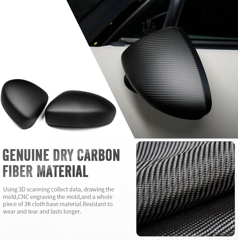 Dry Carbon Fiber Side Rearview Mirror Shell for Mazda MX-5 Miata ND ST RF Sport Club Grand Touring 2015 2016 2017 2018 2019 2020 2021 2022 2023 2024 2025 Wing Mirror Cover Trim (Matte Carbon Fiber)