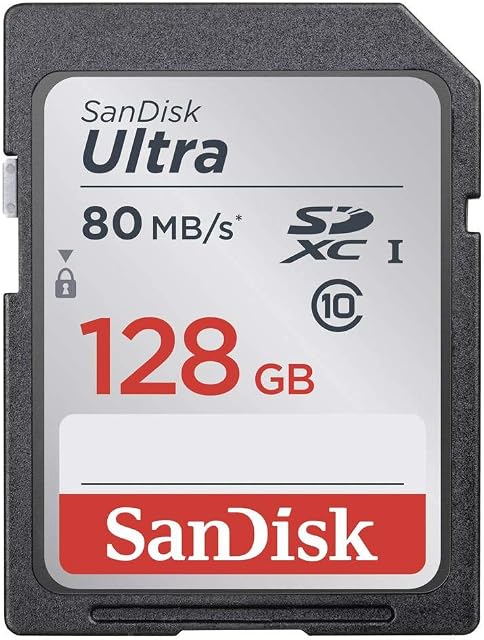 SanDisk 128GB Ultra UHS-I Classe 10 SDXC Carte mémoire, noir, emballage standard (SDSDUNC-128G-GN6IN)