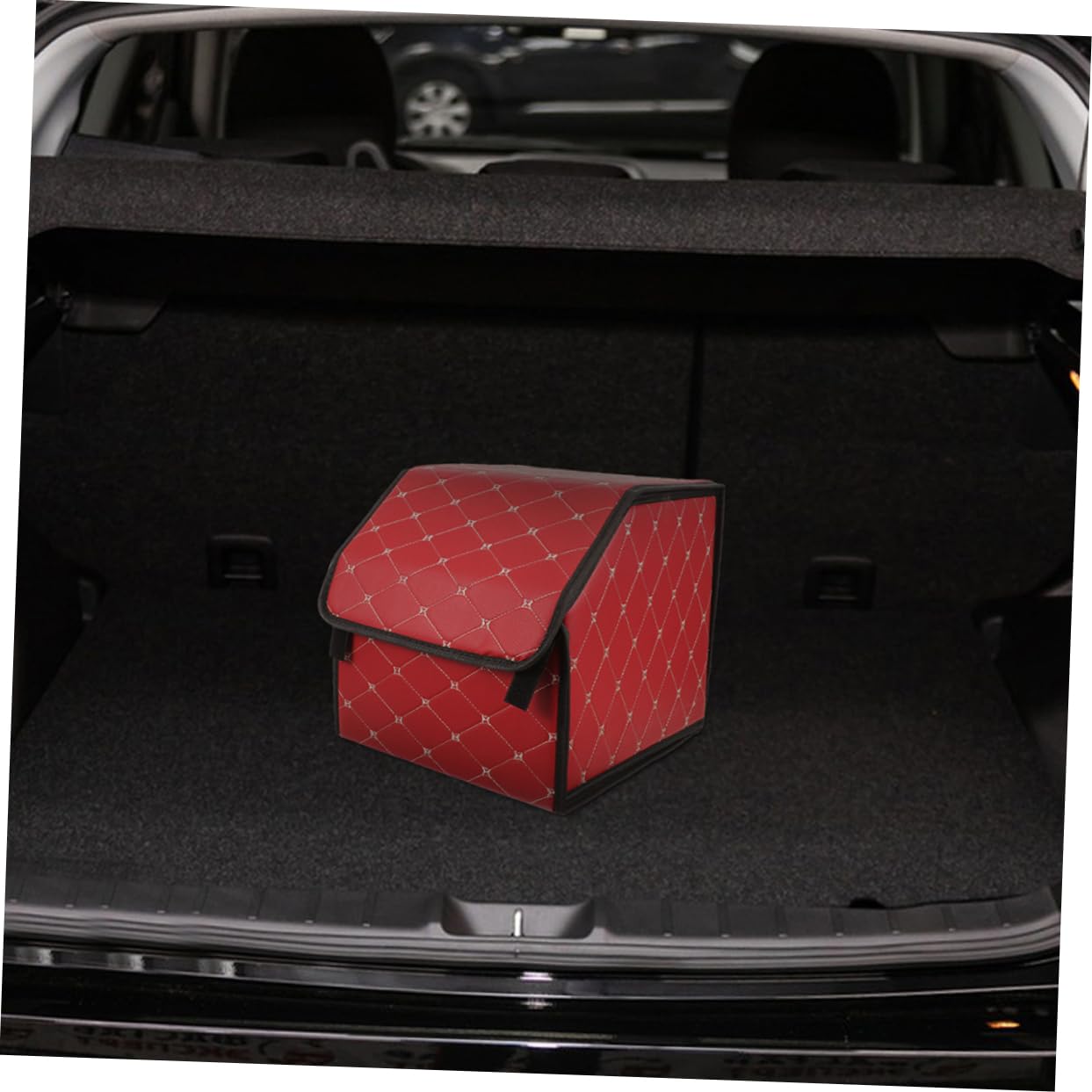 OUNONA Caja Organizadora de Maletero de Vehículo Plegable 2 Piezas Pu Rojo
