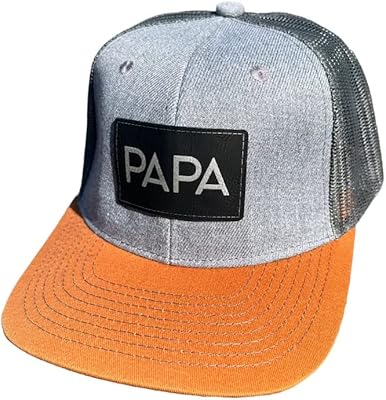 Silva lining designing Papa hat Grandpa hat Father days gift Dad hat Hat for grandpa Gift for papa Hat for papa Papaw hat Hat for Papaw (Orange/Gray mesh)