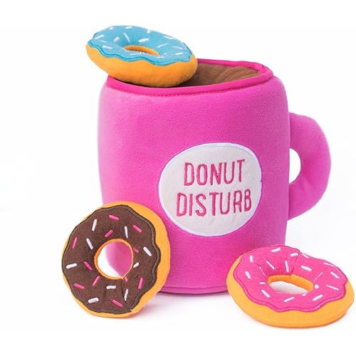 ZippyPaws Burrow, Food Buddies Coffee & Donutz - Interactive Dog Toys for Boredom - Hide and Seek Dog Toys, Colorful Squeaky Dog Toys for Small & Medium Dogs, Plush Dog Puzzles
