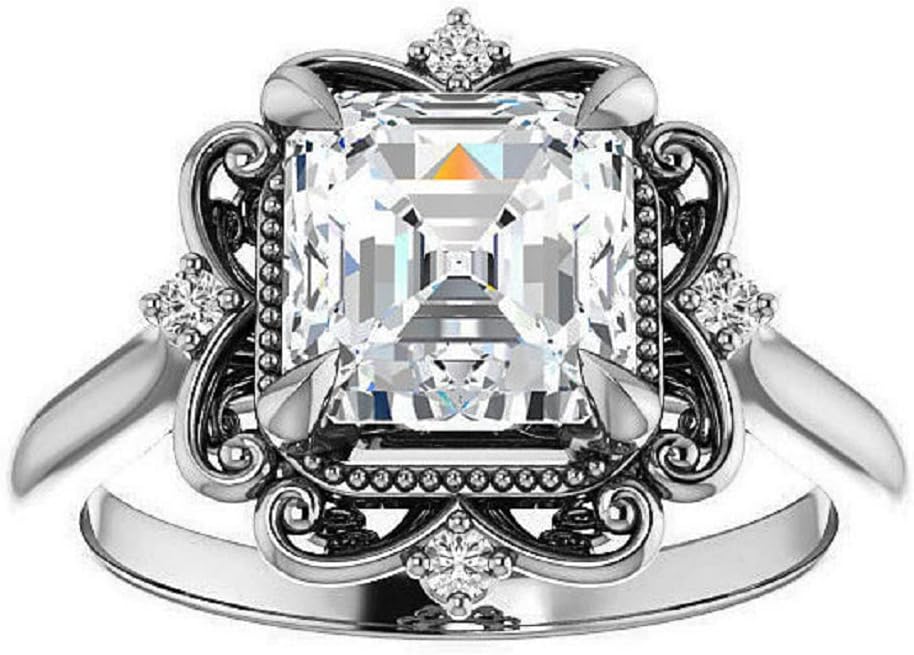 1CT-4CT Antique Halo Engagement Ring for Women Filigree Design Handmade Wedding Bridal Ring Set, Christmas Gifts for Her, 925 Silver/Solid Gold