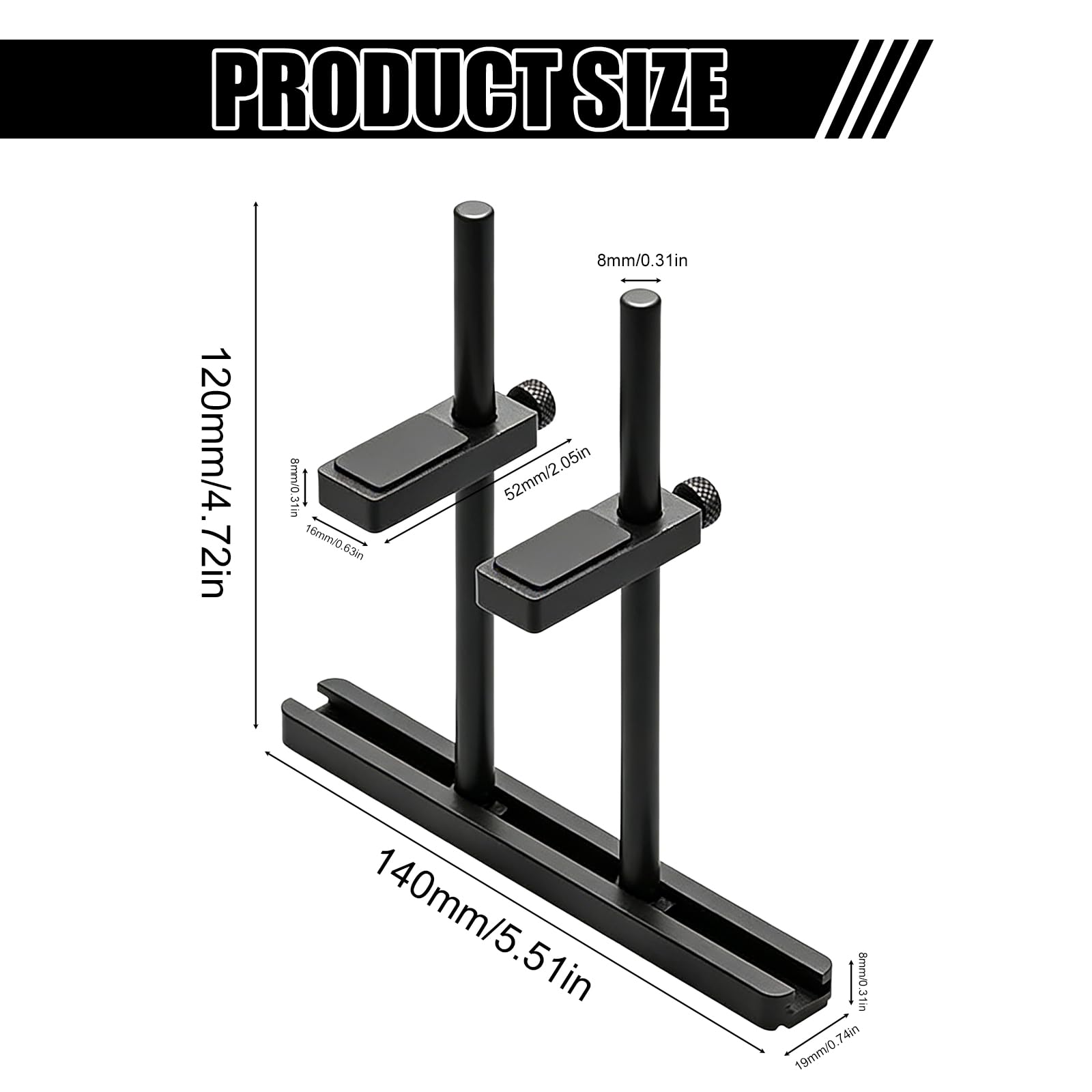 Supporto GPU con livello: supporto per schede grafiche regolabili in altezza, due barre di supporto, impedisce GPU Droop, supporto per schede grafiche per componenti computer, alluminio (128