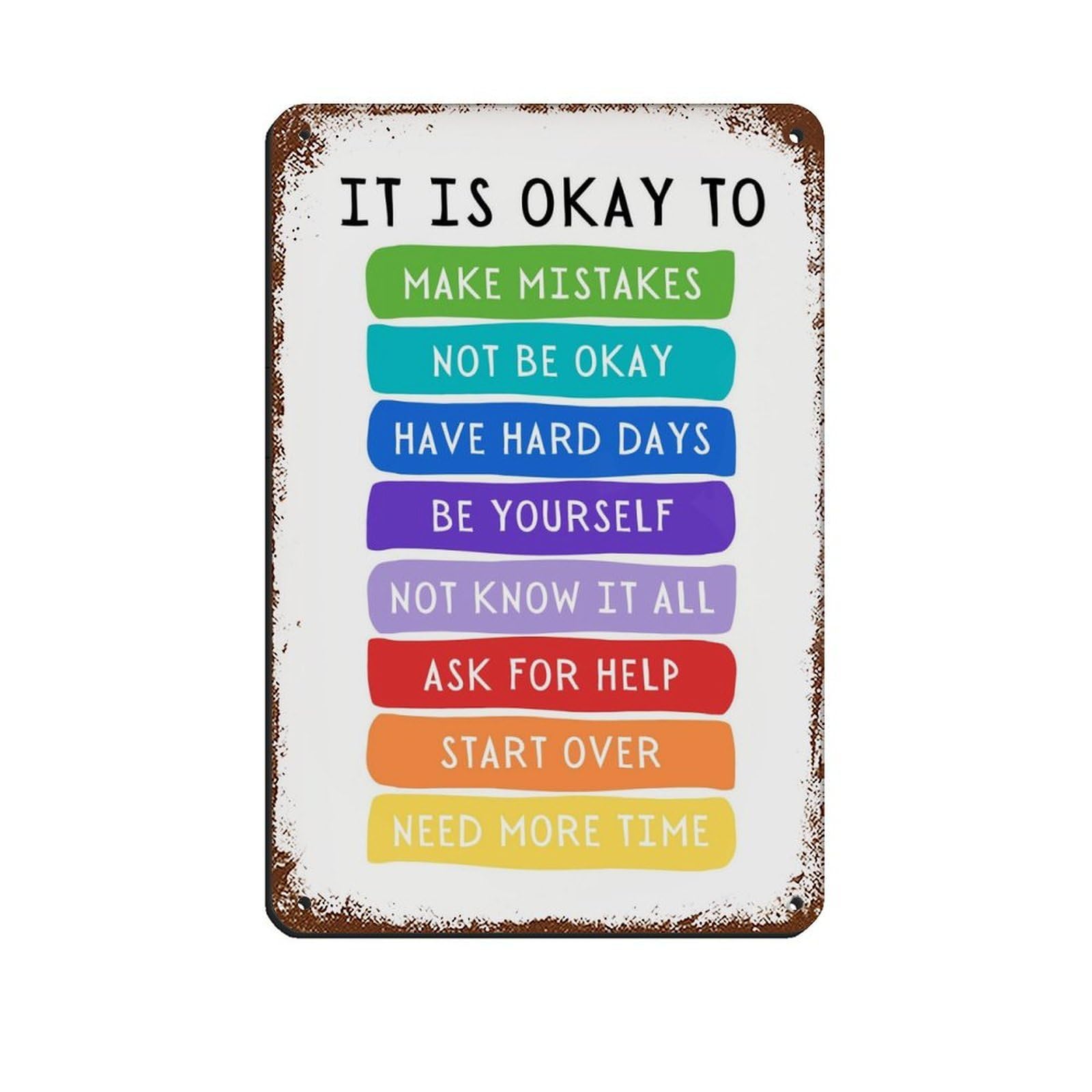 Lxwnze 20L X 30W Cm It's Okay To Not Be Okay Poster (2) Tin Sign Vintage Metal Pub Club Cafe Bar Home Wall Art Decoration Poster Retro 8X12inch(20X30cm)