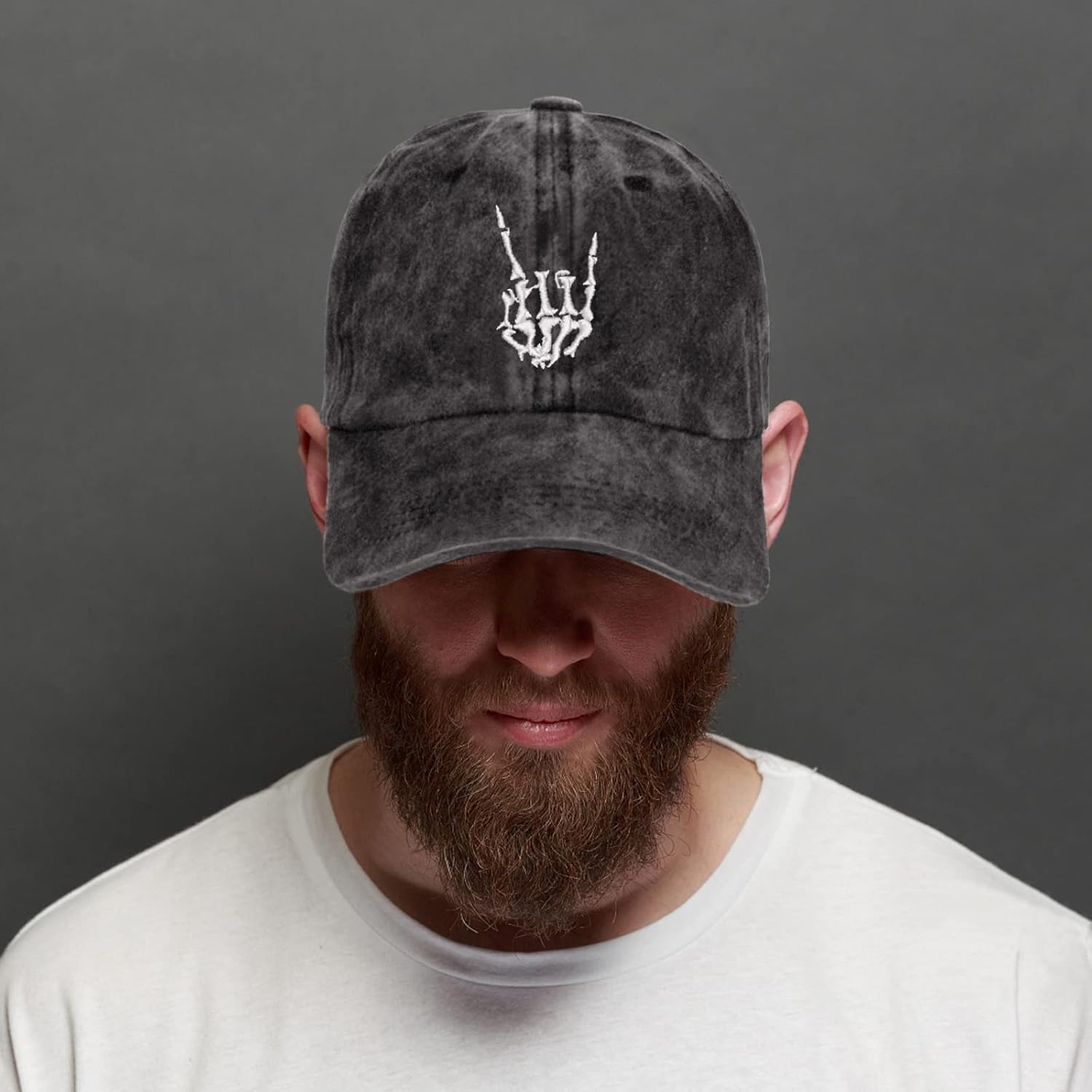 Halloween Skull Baseball Cap Hats for Men Women Cool Emo Gothic Goth Skeleton Perfect Best Grunge Spooky Graphic Birthday Presents Vintage Dad Trucker Hat Black - Image 2