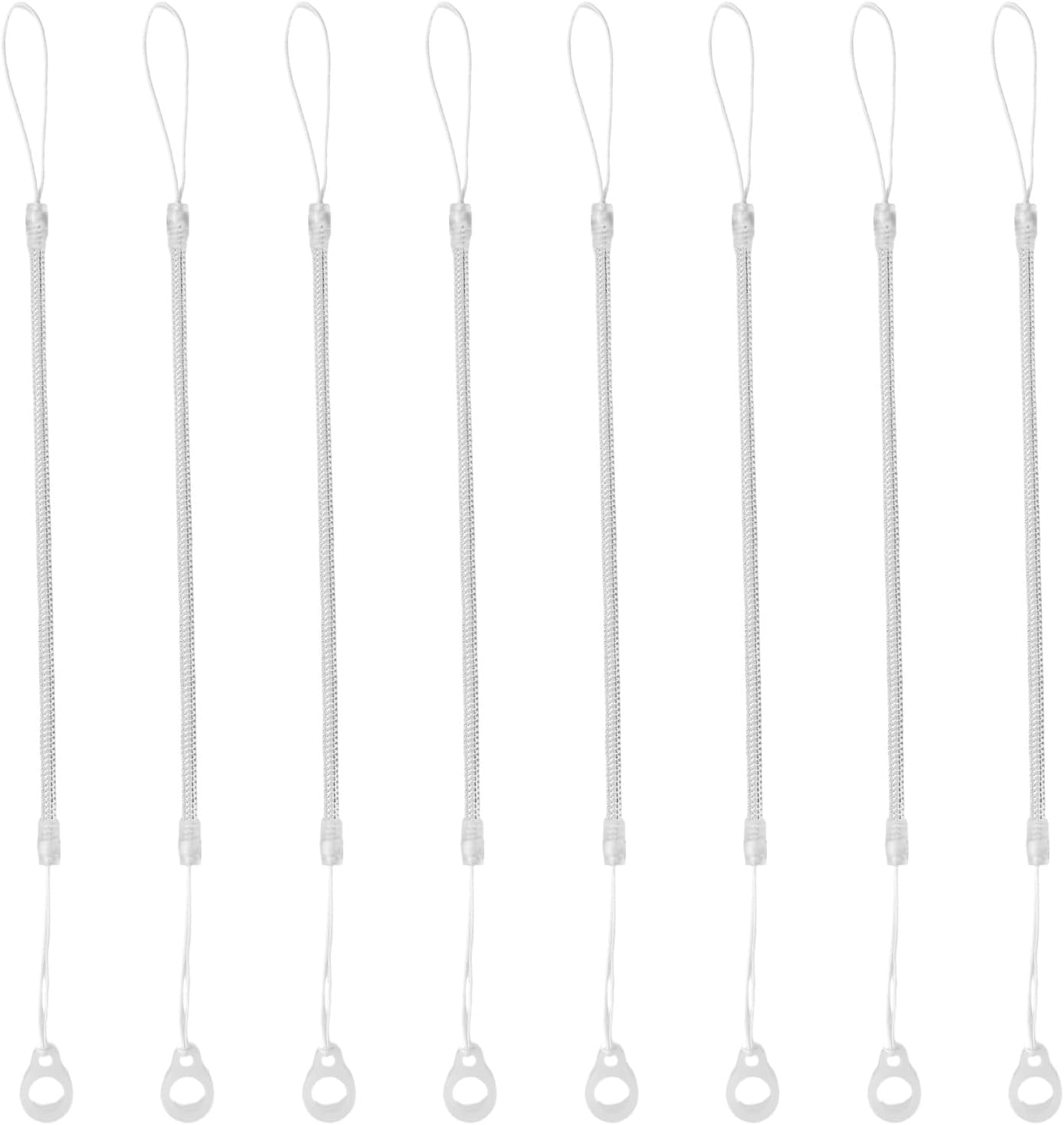 8pcs Elastic Tether Lanyard, Retractable Spring Coil Strap Anti-Lose Pen Leash for Clipboard with Silicone Ring Stylus Lanyard Cord for Tether Stylus to Touchscreen (Transparent)