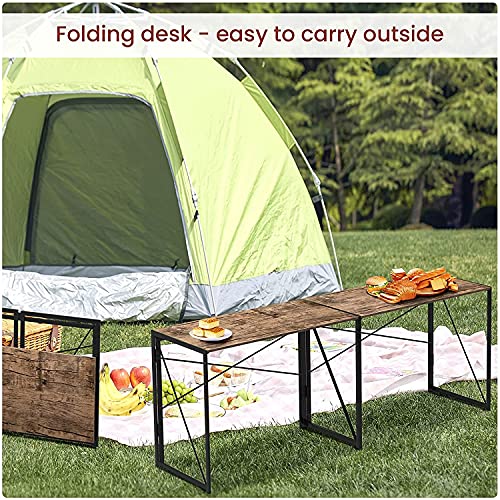 Garden Elements Modern Small Computer Folding Desk For Home Office, 39" (Brown) #TOP4