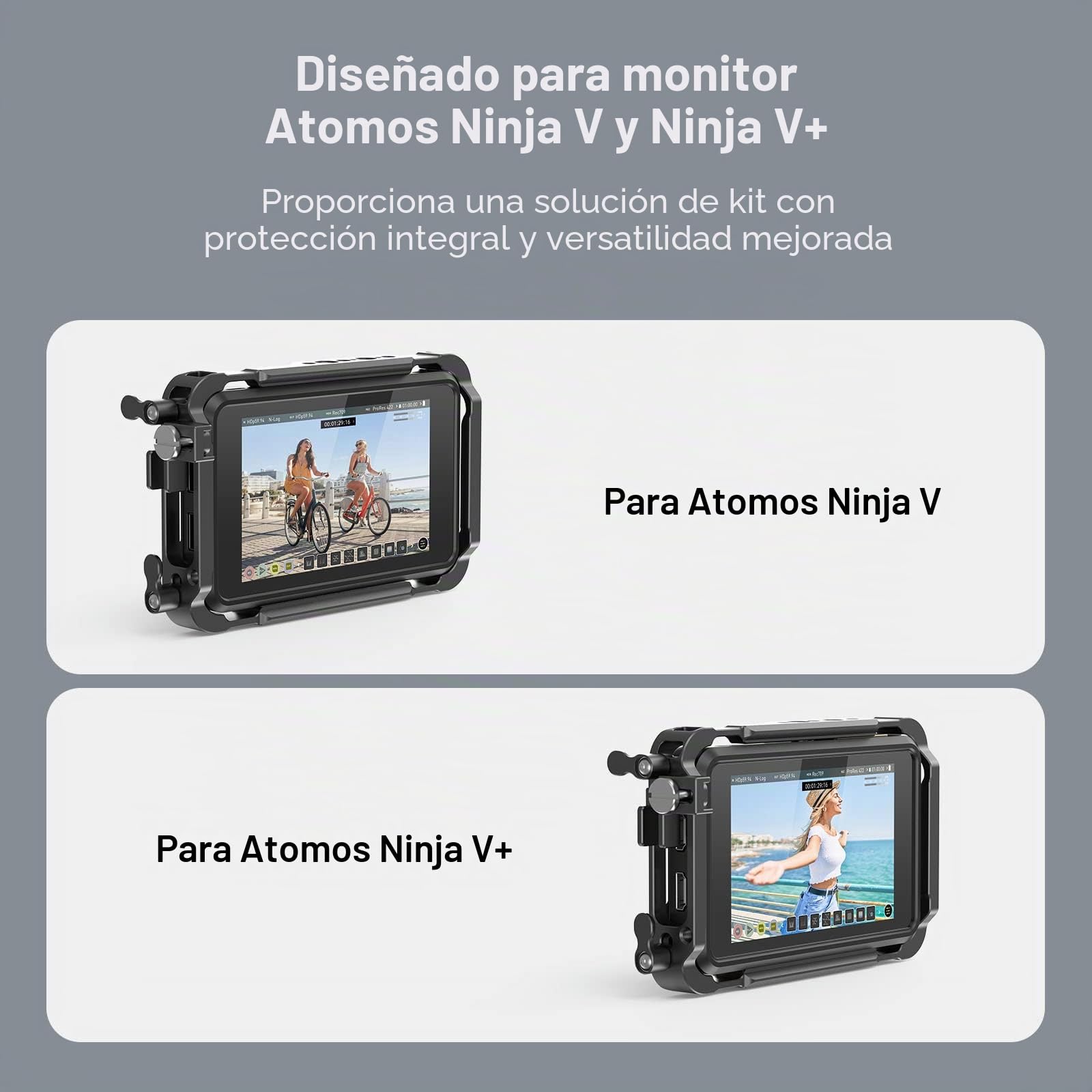 SMALLRIG - Kit de Jaula para Atomos Ninja V/Ninja V+, Viene con una Jaula de Monitor, un Parasol y una Funda de Silicona - 3788