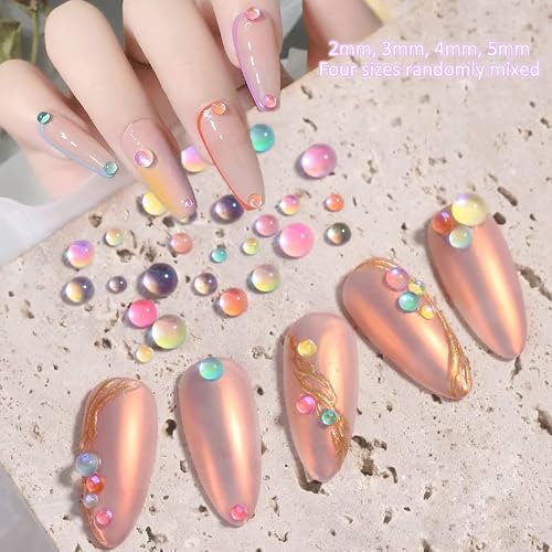 Love Heart Mermaid Beads Nail Charms, 2 Boxes Mixed Color Nail Art Crystal Beads Hearts Rhinestones Flatback Jelly Jewelry Nail Gems For Women Craft Diy Manicure Acrylic Nails Decoration Accessories #TOP5