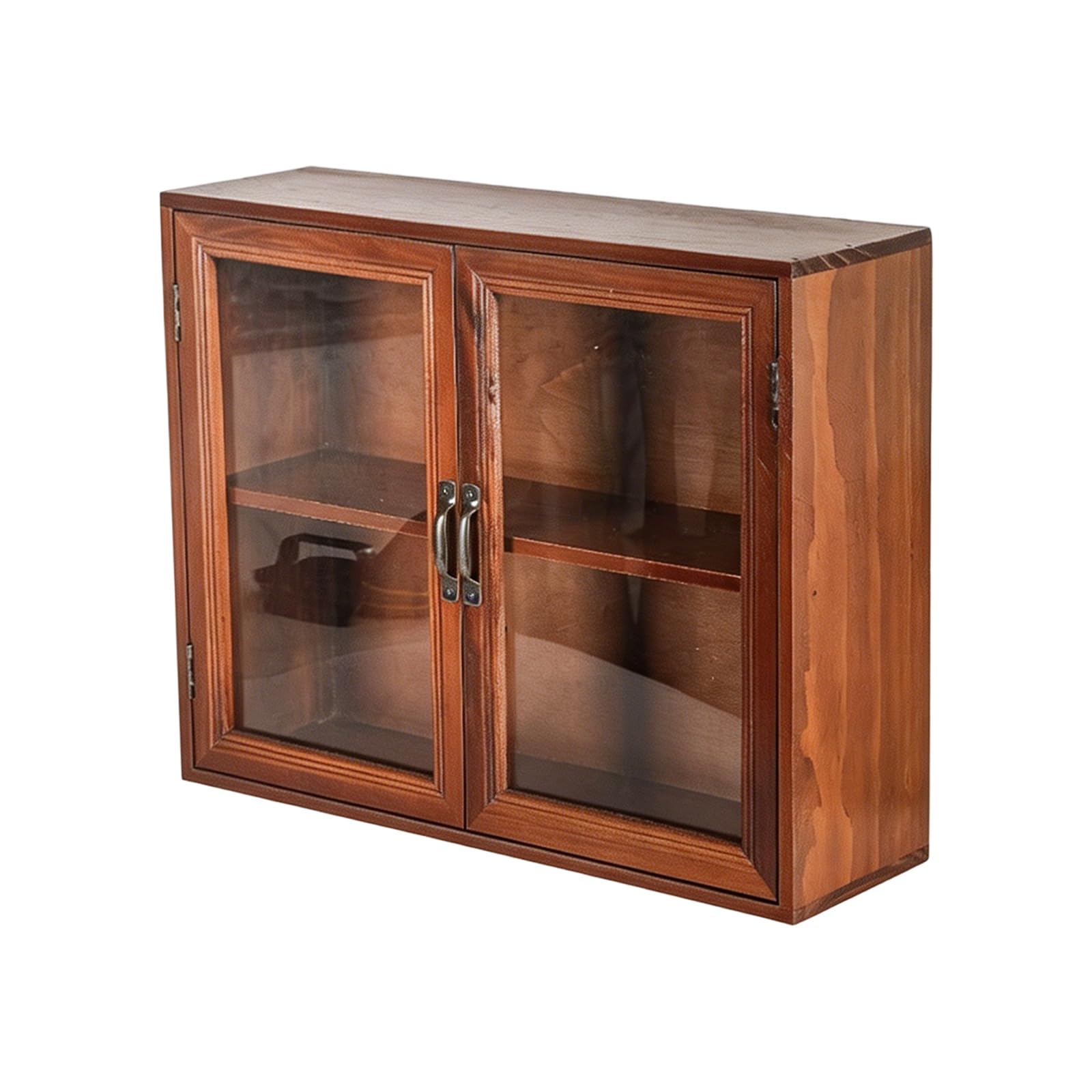 Tsophreniq Wooden Storage Cabinet for Desk and Countertop, Transparent Door Organizer for Cosmetics, Kitchen and Collectibles Counter Shelf