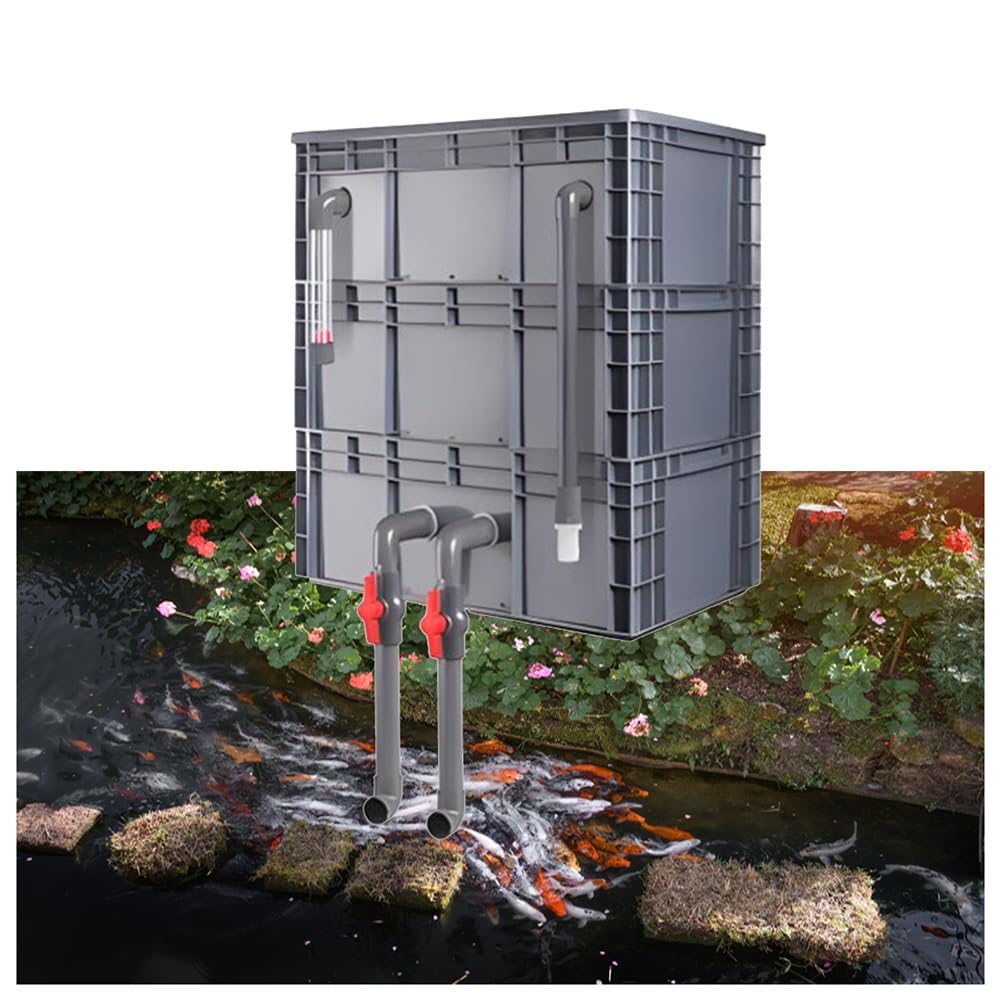 Aquariumfilter, großes Filterset für Teiche und Aquarien, externer Wasserfilterkasten – mehrstufige Filtration, Reinigung und Sauerstoffanreicherung, ohne Pumpe und Filtermedien (