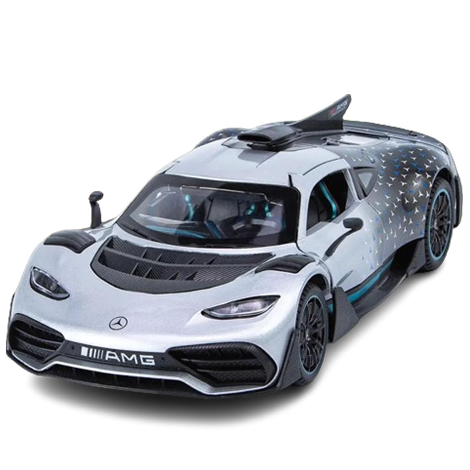 VARIYA ENTERPRISE 1:24 AMG Benz One Metal Pull Back Diecast Car Mercedes Benz GTR Pull Back Toy Car Model With Sound Light Boys Gifts Toys For Kids, Blue