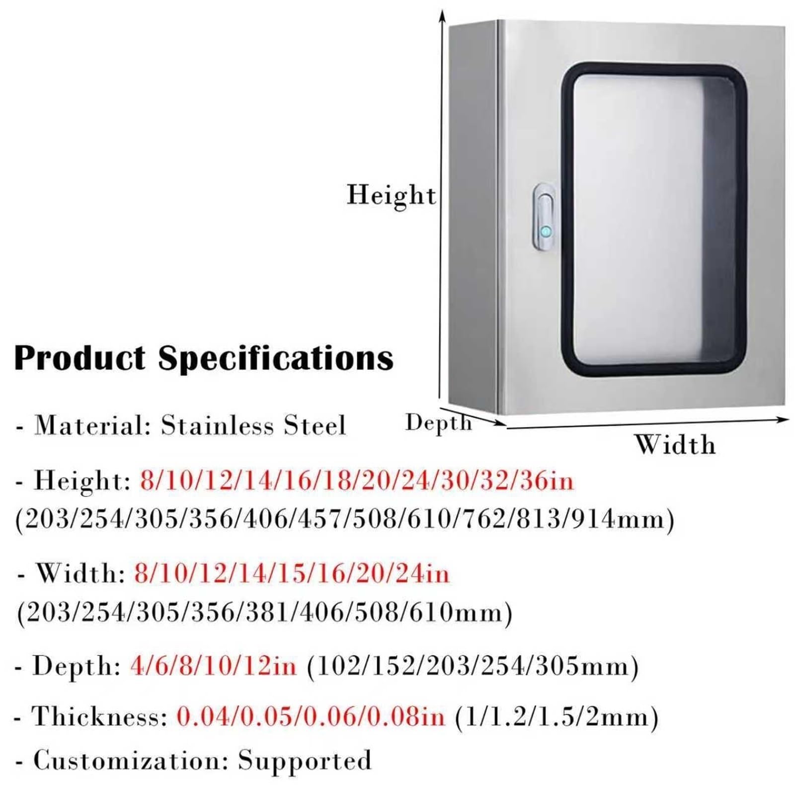 Contenitore per Quadro Elettrico di Controllo per impieghi gravosi, Scatola di derivazione elettrica a Guscio, Scatola di distribuzione elettrica in Acciaio Inossidabile (Dimensioni: H x L x