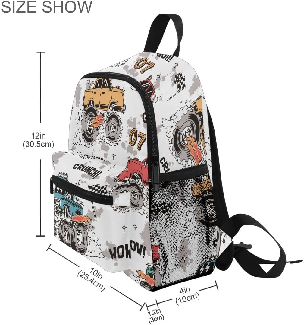 Linqin Boys Tractor Monster Trucks Toddler Backpack - Mini Bookbag for Kids Aged 3-7