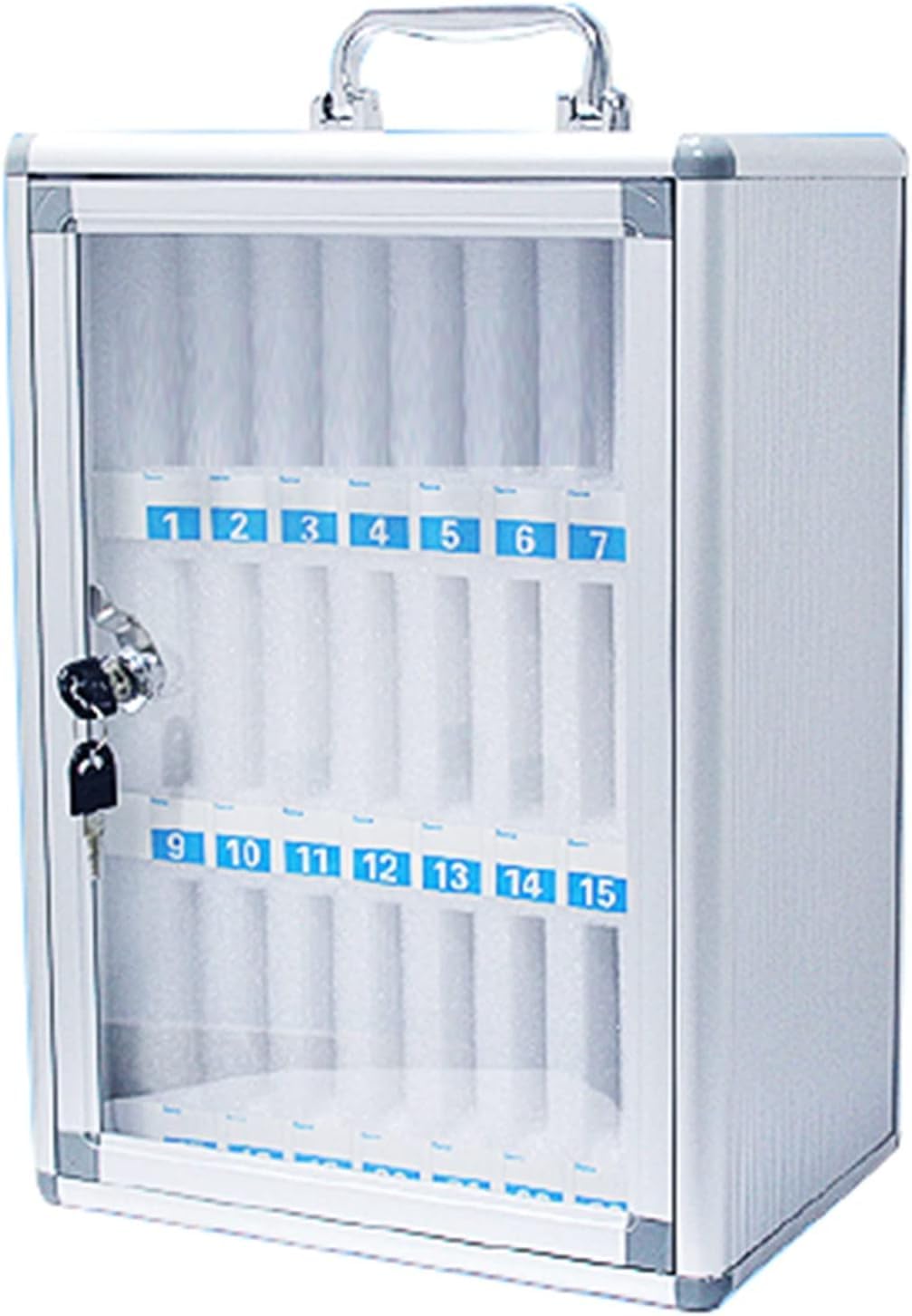 Boîte de Casier pour Téléphone Portable 60 Emplacements Verrouillable en Alliage d'Aluminium Armoire de Stockage