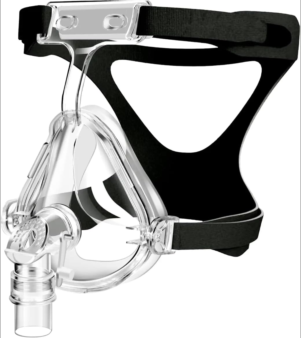 Full Face CPAP Mask with Adjustable Headgear, Clear Silicone Frame, Universal Fit (Medium)-image-33