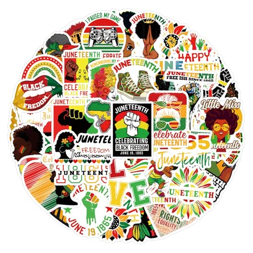 55 Pieces Juneteenth Decorations Stickers for Adults June 19 1865 African American Emancipation Black History Month Independence Day Freedom Stickers Decals