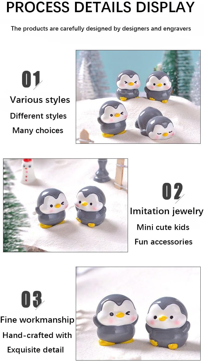 BNTR Penguin Accessory 4PCS Car Office Home Décor Stocking Stuffers Cute Creative Animal Cartoon Car Dashboard Car Interior Decoration Micro Landscape Gardening Potted Ornament Nice Gift (Pink)