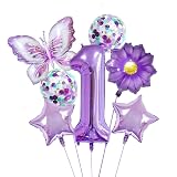 HAUCIAJEIN 1st Butterfly Birthday Balloon Decorations for Girls 1st Butterfly Theme First Birthday Party Decoration Supplies Purple Number Balloons (7Pcs purple 1) HAUCIAJEIN