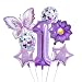 HAUCIAJEIN 1st Butterfly Birthday Balloon Decorations for Girls 1st Butterfly Theme First Birthday Party Decoration Supplies Purple Number Balloons (7Pcs purple 1) HAUCIAJEIN