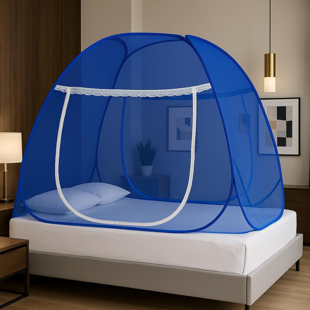 Double Bed Mosquito Protection Net | Premium Foldable Pop-Up Bed Tent with Fine Mesh Design-image-32