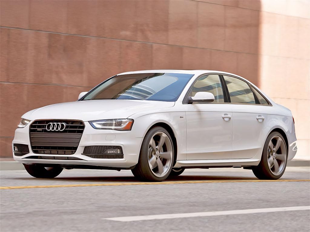 Rvinyl Pillar Post Window Trim Compatible with Audi A4 2009-2016 (Sedan) - Gloss (Black)