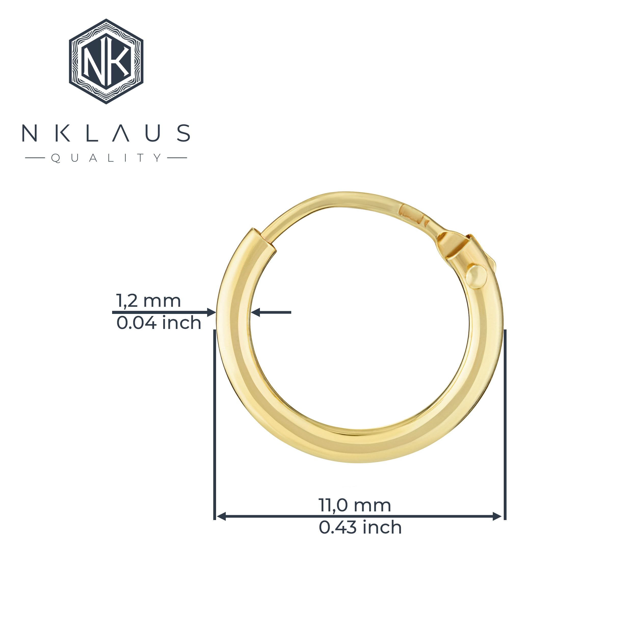 NKlaus PAR de pendientes de aro para hombre ORO REAL 333 pendientes colgantes 11 mm 3752