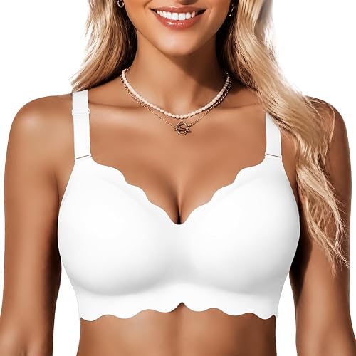 COCOMARTS Jelly Bras for Women No Underwire Scalloped Push Up Wireless Bralettes Seamless Soft Comfort Everyday Tshirt Bra