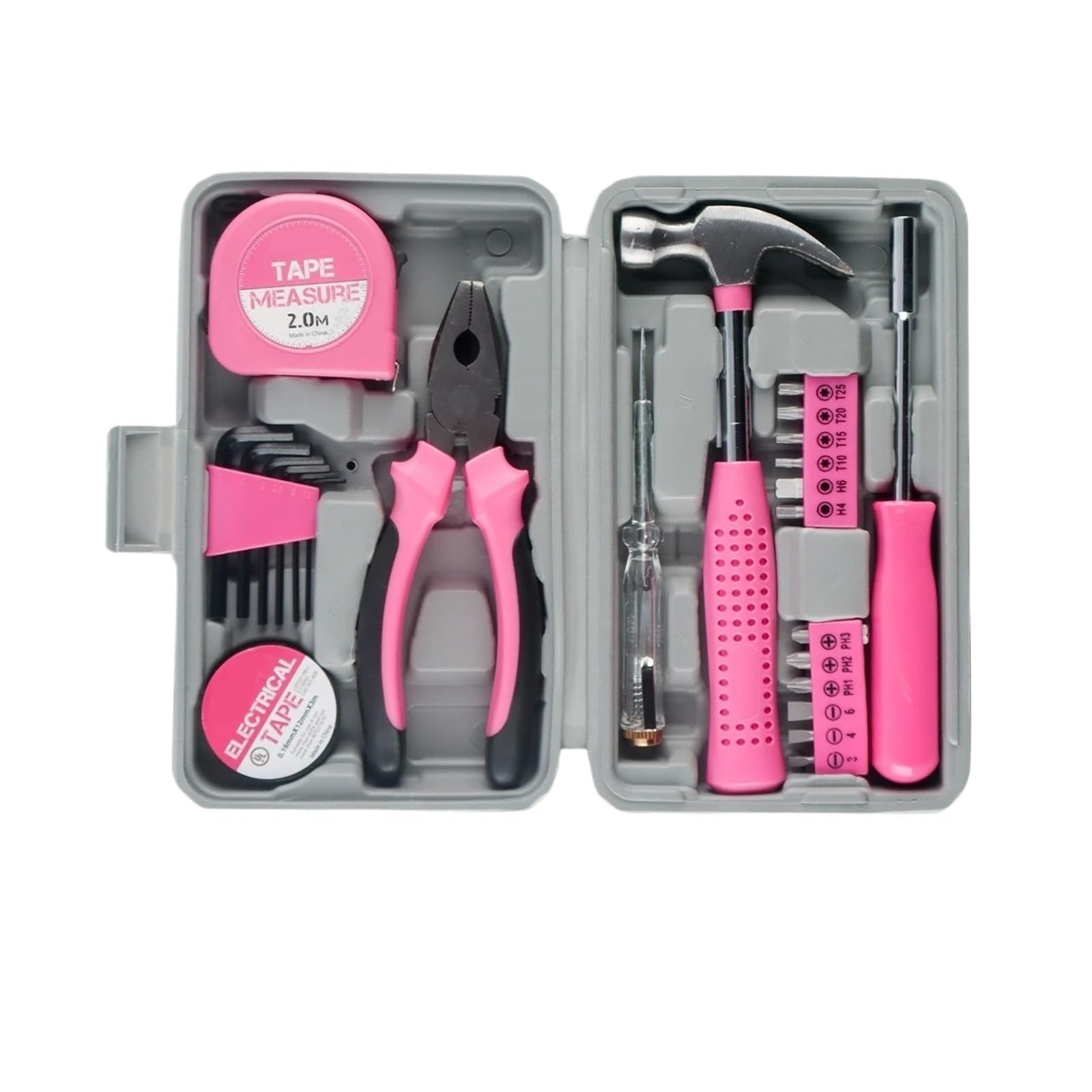 Juskaqzyi Women's Pink Tool Chest 24Pcs Home Diy Tool Kit For Household, Office & Garage - Repair Small Hand Tool Set With Storage Case Toolbox(Pink)