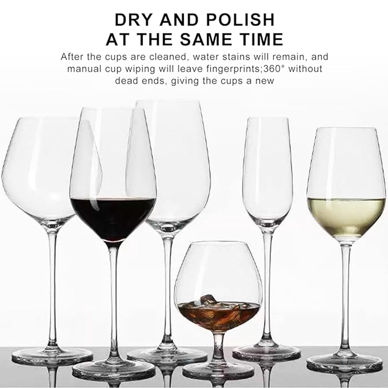 Polisseuse électrique commerciale pour verres à vin avec 5 brosses en coton, nettoyage à 360° pour restaurants et bars, haute efficacité 550 verres/heure