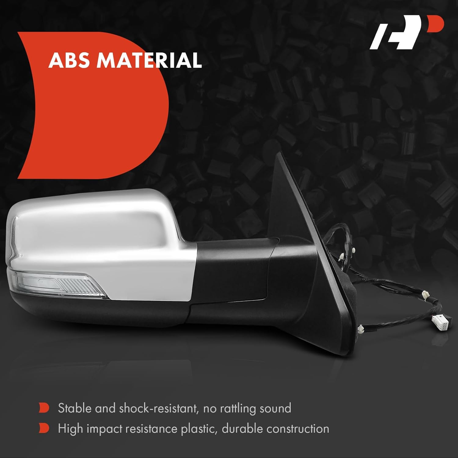 A-Premium Passenger Side Power Door Mirror - Compatible with Ram 1500 2019 2020 2021 2022 - Heated Power Folding Chrome Outside Rear View Mirror w/Turn Signal Puddle Light and Blind Spot Detection