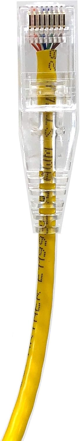 MICRO CONNECTORS Ultra Slim 10 Feet (28AWG) CAT6 UTP RJ45 Patch Cables, Pack of 5, Yellow (E08-010Y-SL5)