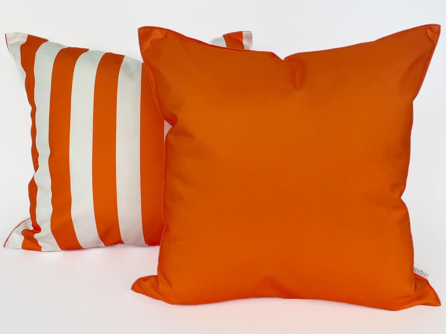 Pack of 2 Solid and Stripe 20''x20'' Outdoor Waterproof Orange Throw Pillow Covers Decorative Square Cushion Patio Pillows for Patio Furniture (Orange Tiger)