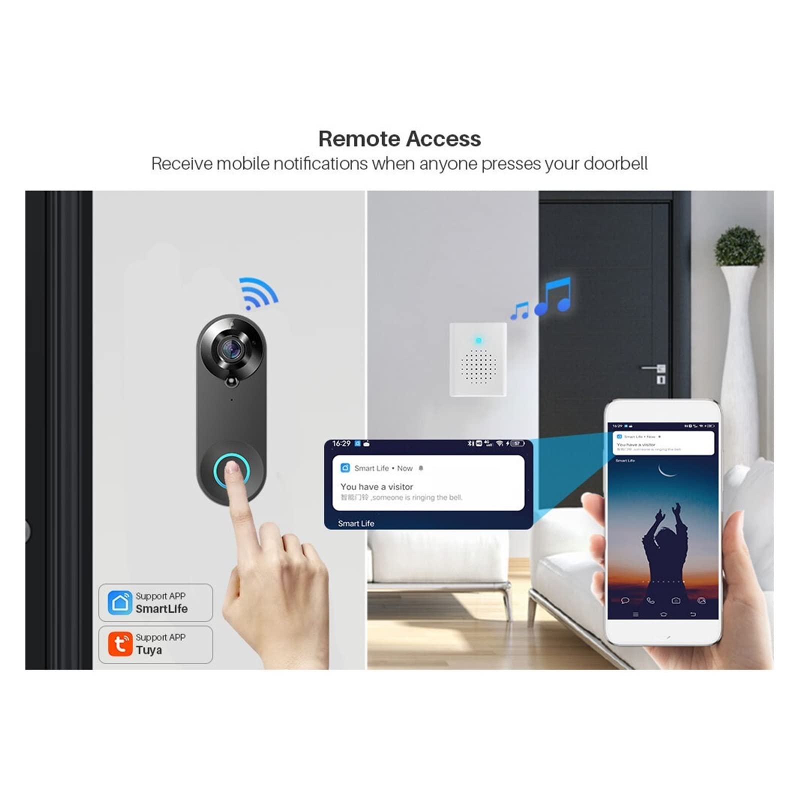 Tuya Smart Video Campanello Telecamera 1080P Videocitofono Campanello Telecamera Bidirezionale