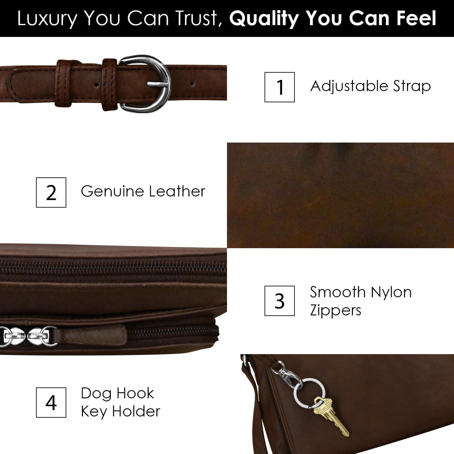ili New York Genuine Leather Crossbody Bags for Women - Premium RFID Blocking Shoulder Bag Organizer with Adjustable Strap
